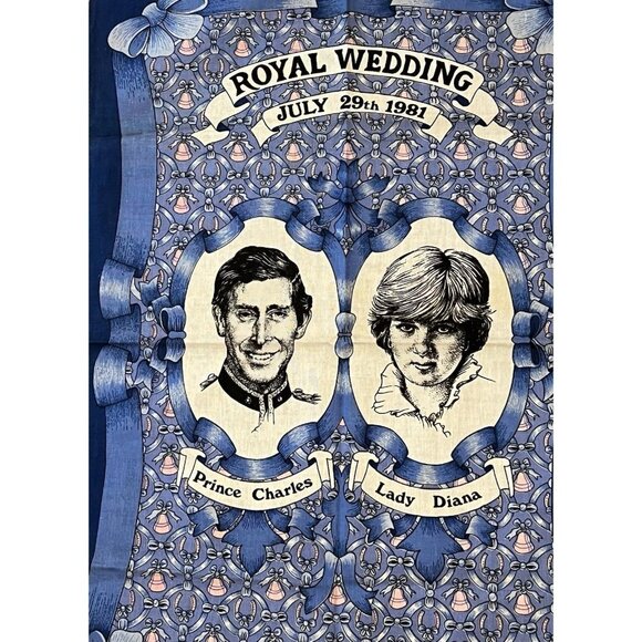 Prince Charles & Lady Diana Royal Wedding Tea Towel Linen 1981 Britain Cotton - Picture 4 of 4